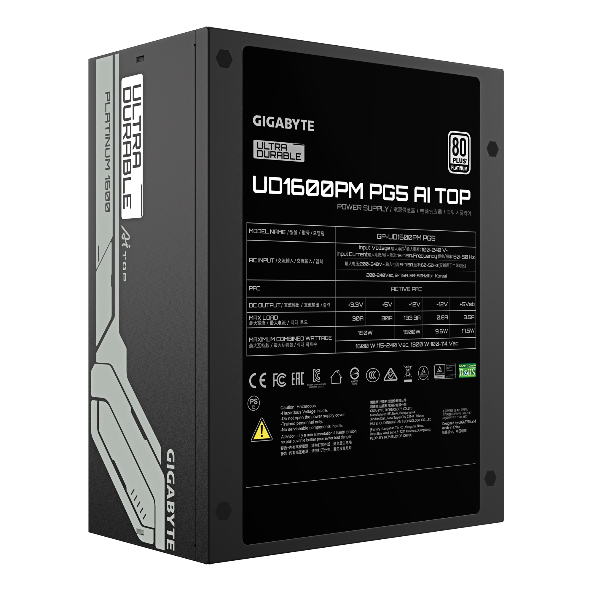 Fuente de Poder Gigabyte GP-UD1600PM PG5 – 1600W 80+ Platinum ATX 3.1 - Vista 5