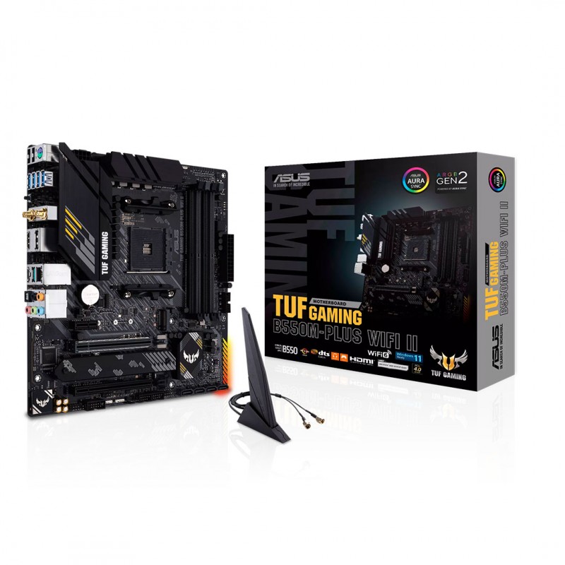 Placa Madre ASUS TUF Gaming B550M-PLUS WiFi II AMD AM4 mATX, PCIe 4.0, WiFi 6 y LAN 2.5 Gb vista 1