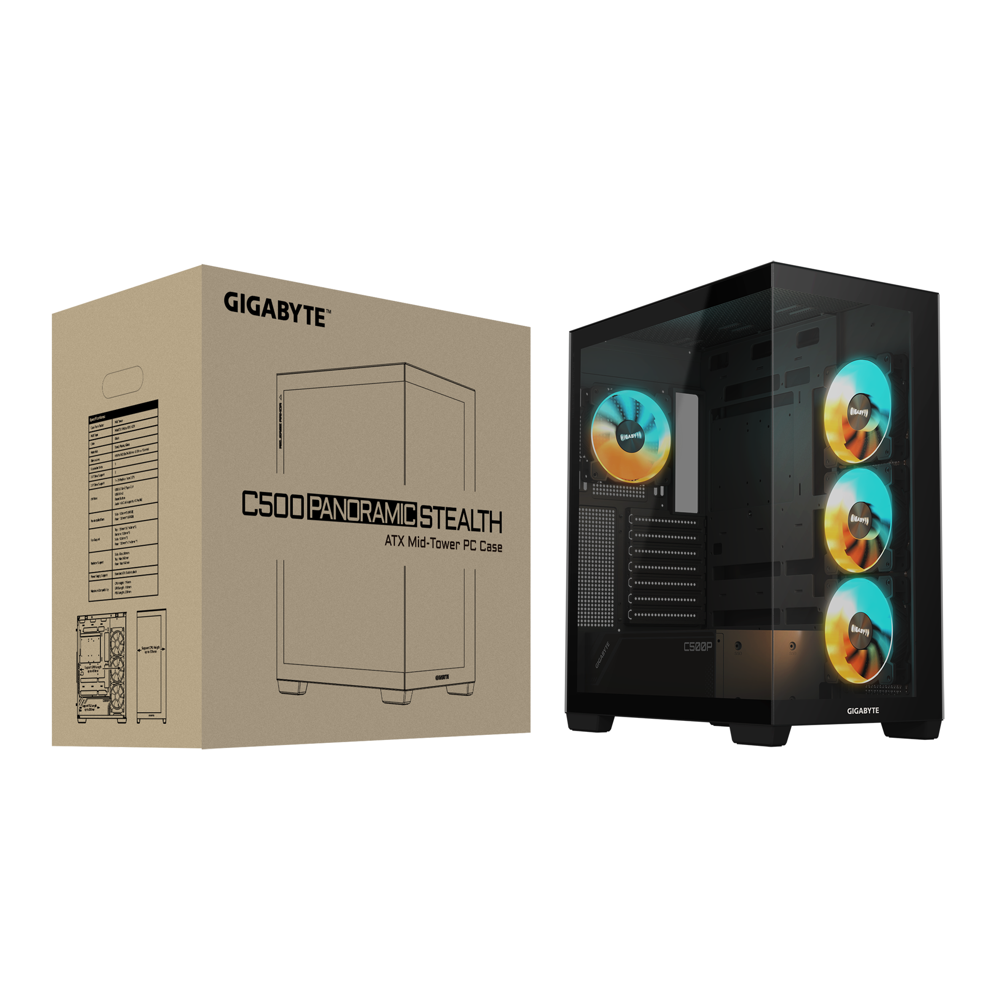 Gabinete GIGABYTE C500 Panoramic Stealth (Black Edition) - Vista 7