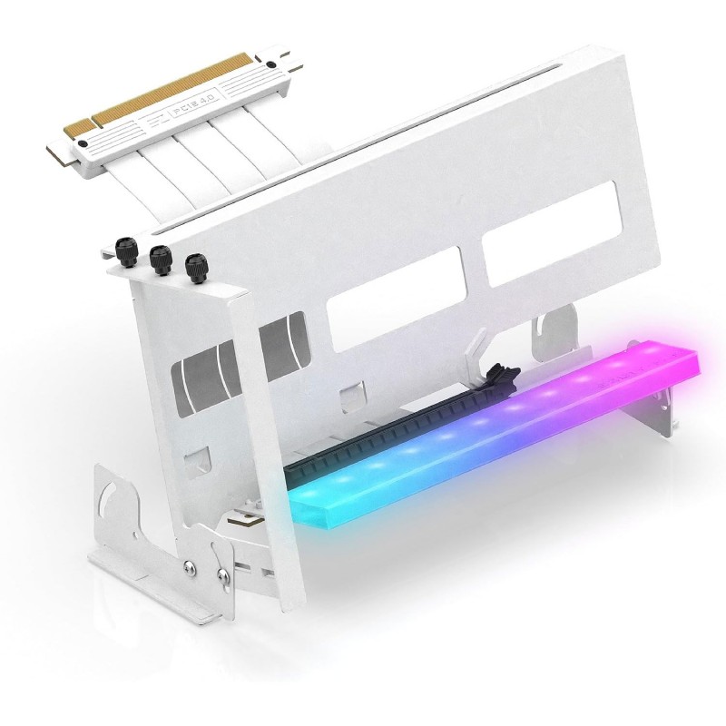 Soporte GPU Vertical EZDIY-FAB RGB All White PCIe 4.0 Ajustable vista 1