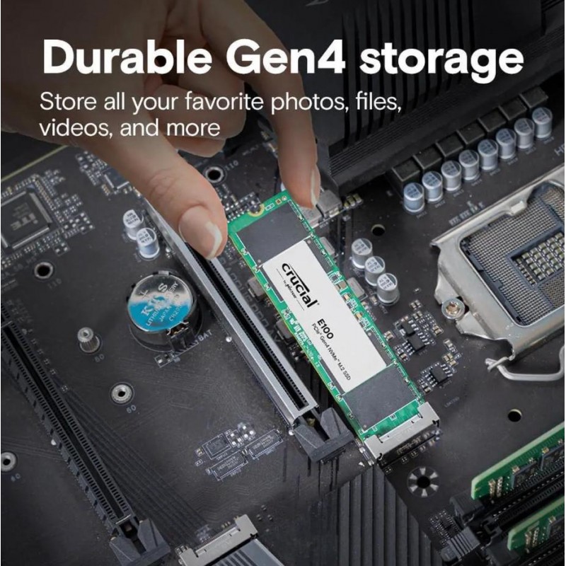 SSD NVMe Crucial E100 480GB PCIe 4.0 M.2 vista 2
