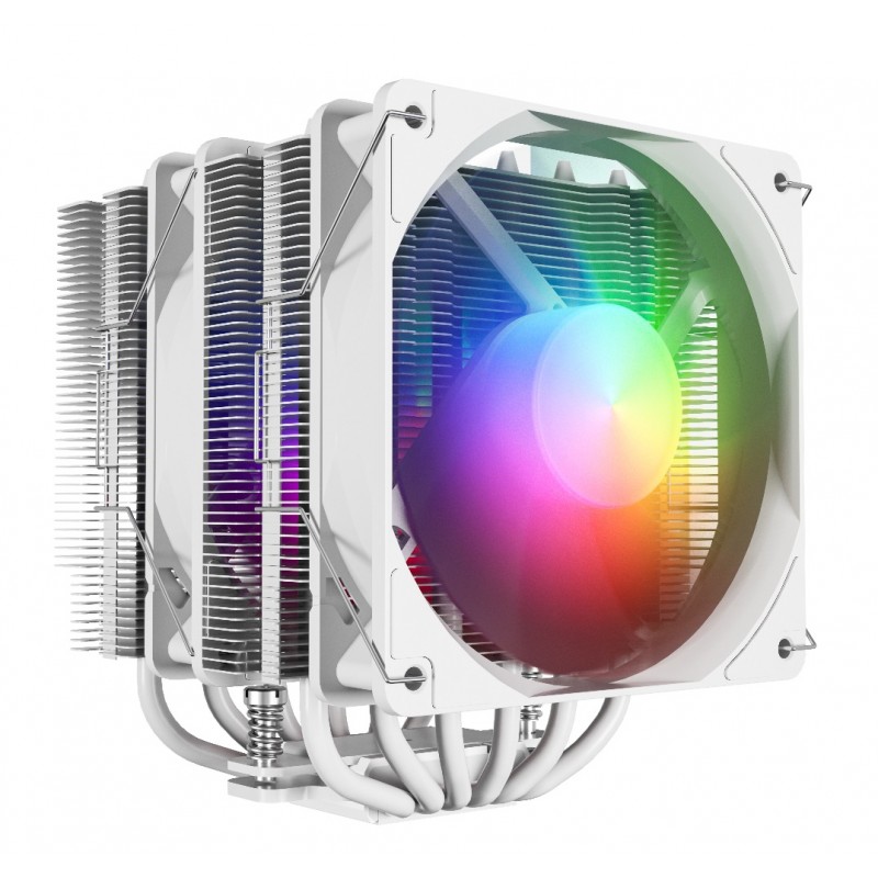 Disipador CPU AIRFLOW 622 White ARGB Doble Torre 6 Heatpipes vista 3