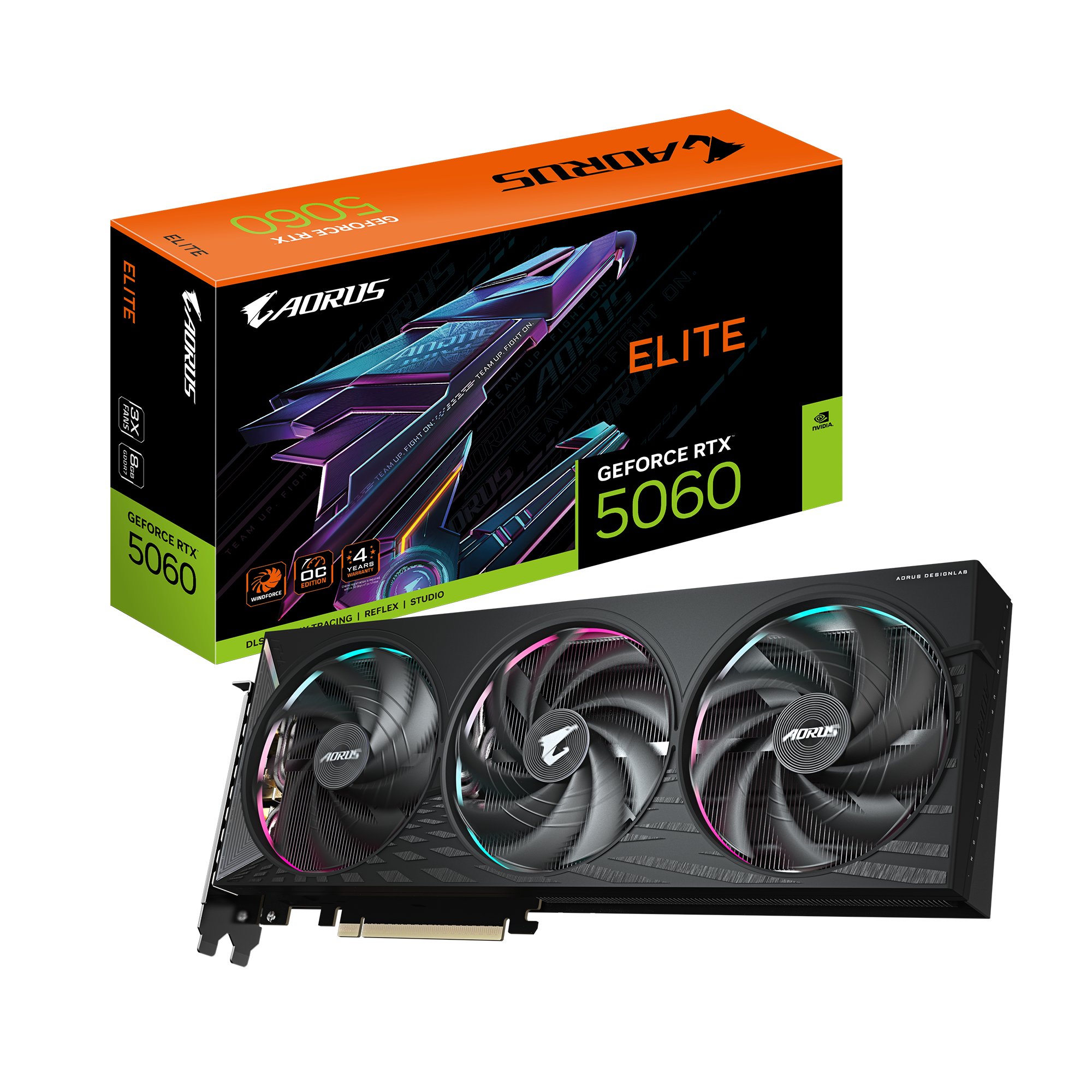 Tarjeta de Video Gigabyte GeForce RTX 5060 AORUS Elite 8GB GDDR7
