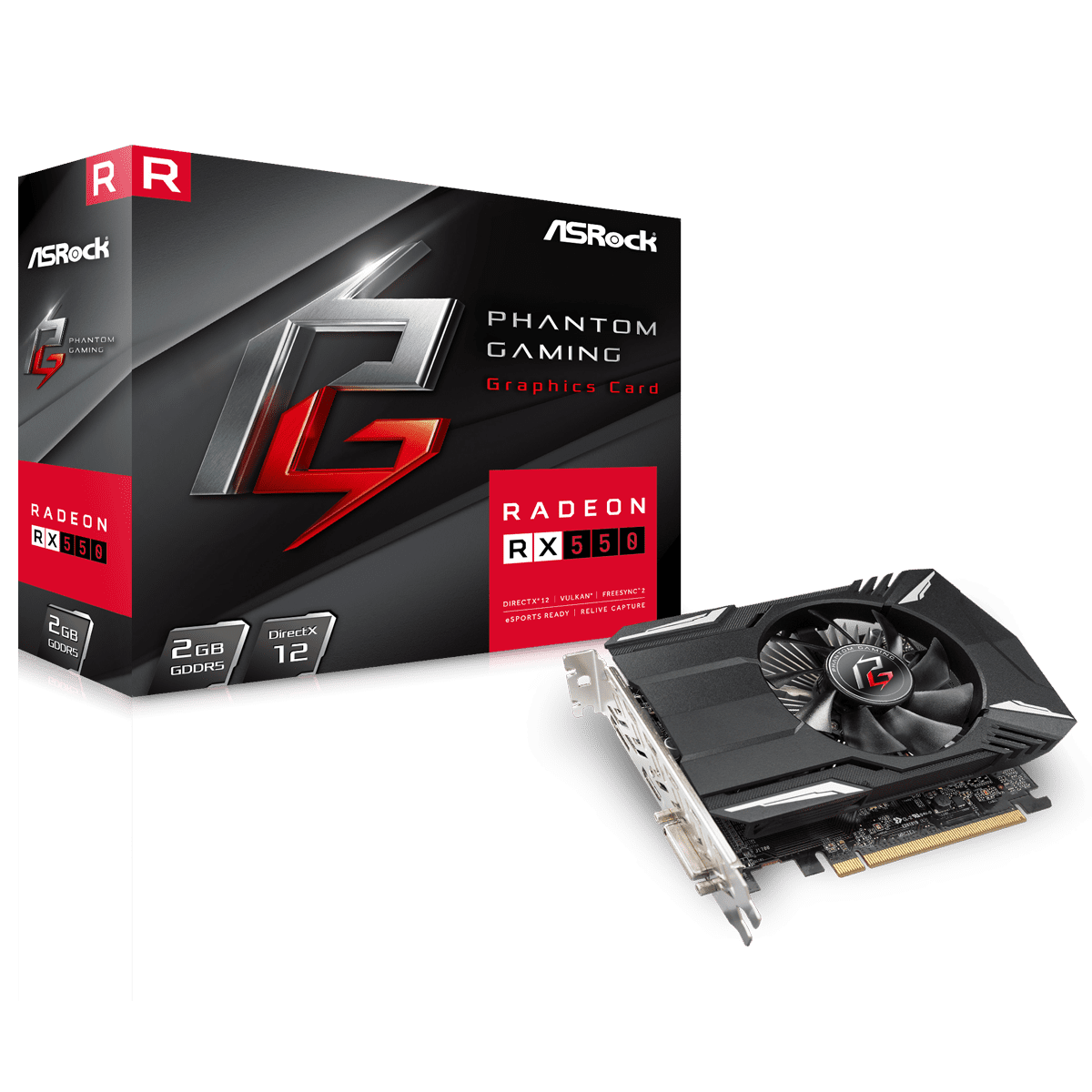 Tarjeta de Video ASRock Phantom Gaming Radeon RX550 2GB GDDR5 PCIe 3.0