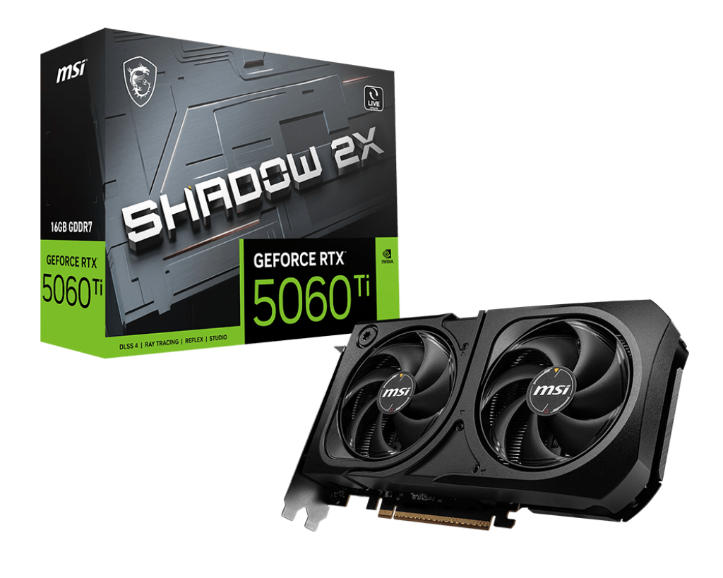 Tarjeta de video MSI GeForce RTX 5060 Ti 16GB SHADOW 2X PLUS OC