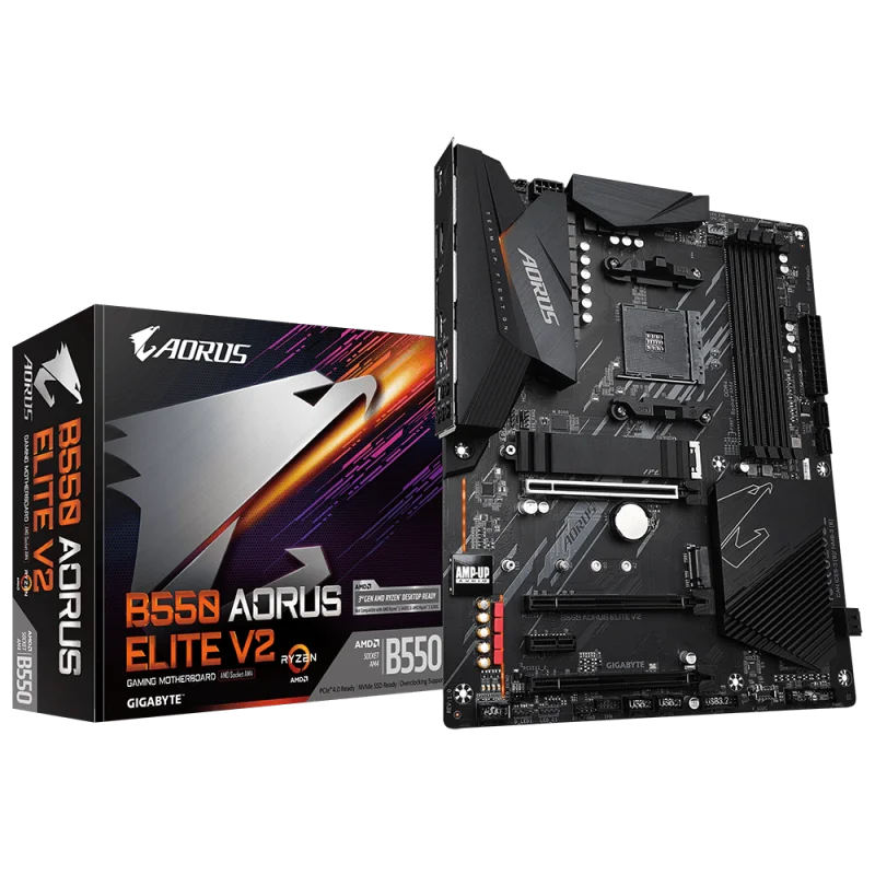 GIGABYTE B550 AORUS ELITE AX V2 AM4 AMD B550 Dual M.2, SATA 6Gb/s, USB 3.2 Gen 2