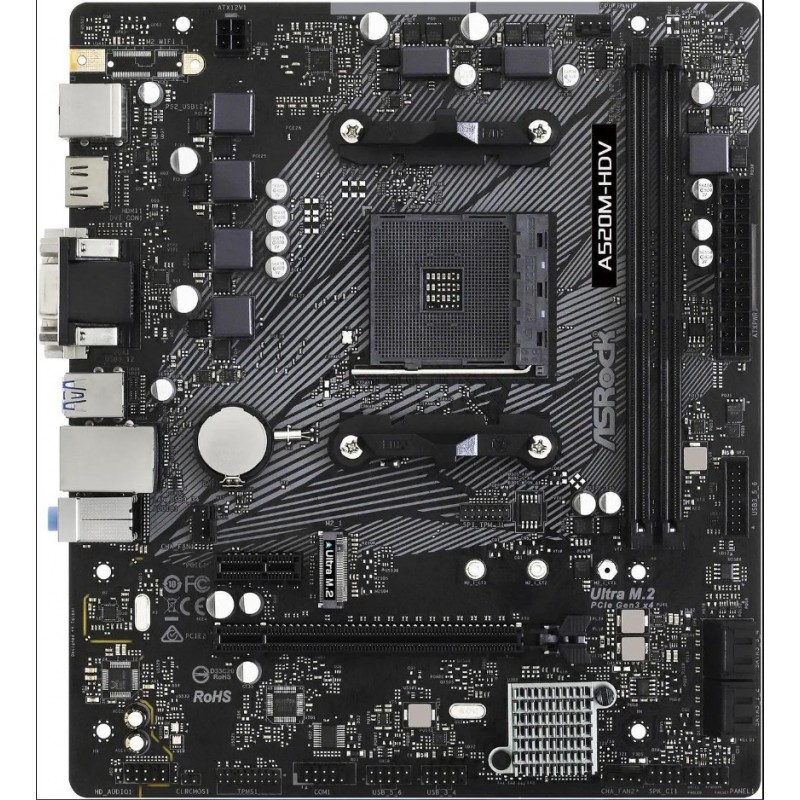 Placa Madre ASRock A520M-HDV AM4 Micro ATX vista 1