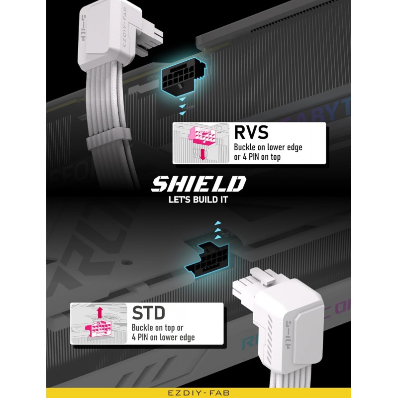 Adaptador EZDIY-FAB 12VHPWR 16 Pines Blanco 90° vista 3