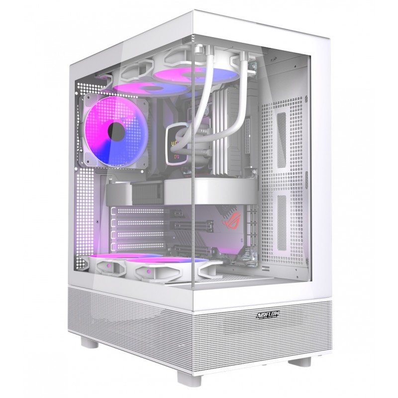 Gabinete Airflow Hurricane Mini White ATX con 5 Ventiladores Auto RGB vista 4