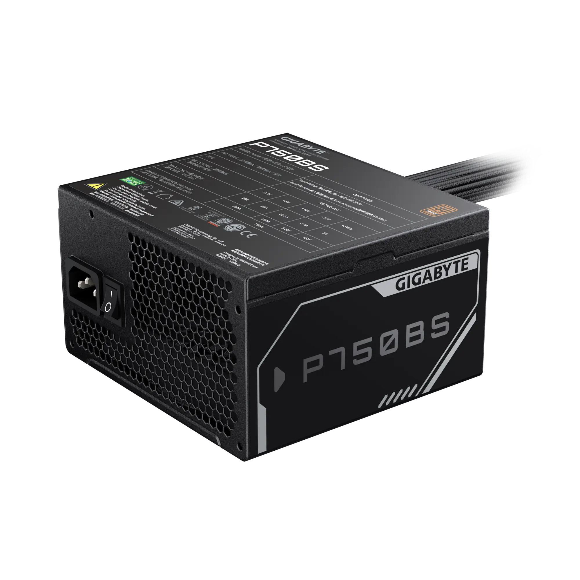 Fuente de poder GIGABYTE P750BS 750W 80+ Bronze (ATX 12V) vista 2