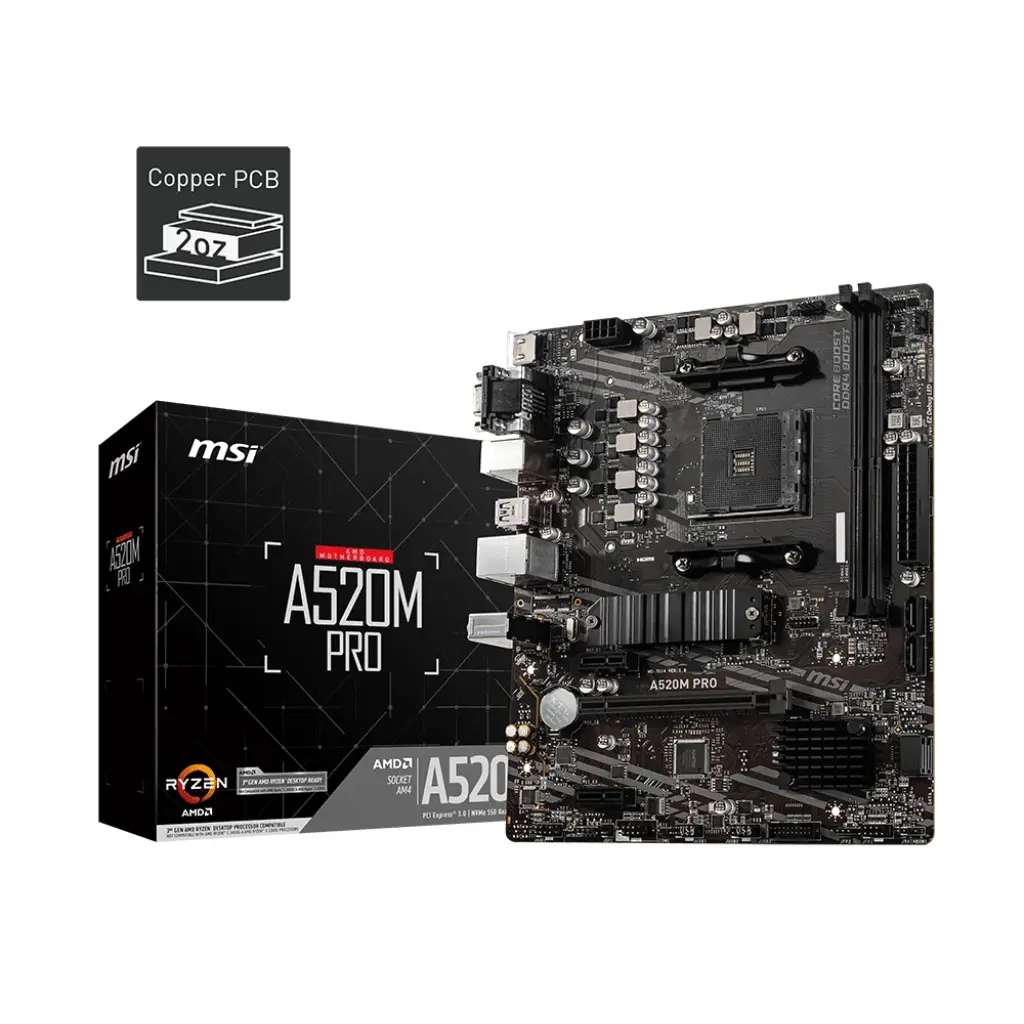 Placa Madre MSI A520M PRO AM4 DDR4 M.2 HDMI m-ATX