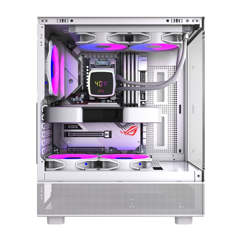 Gabinete Airflow Hurricane Mini White ATX con 5 Ventiladores Auto RGB vista 3