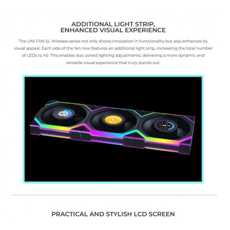 Lian Li UNI Fan TL LCD 120 Wireless Pack x3 Infinity mirror vista 1