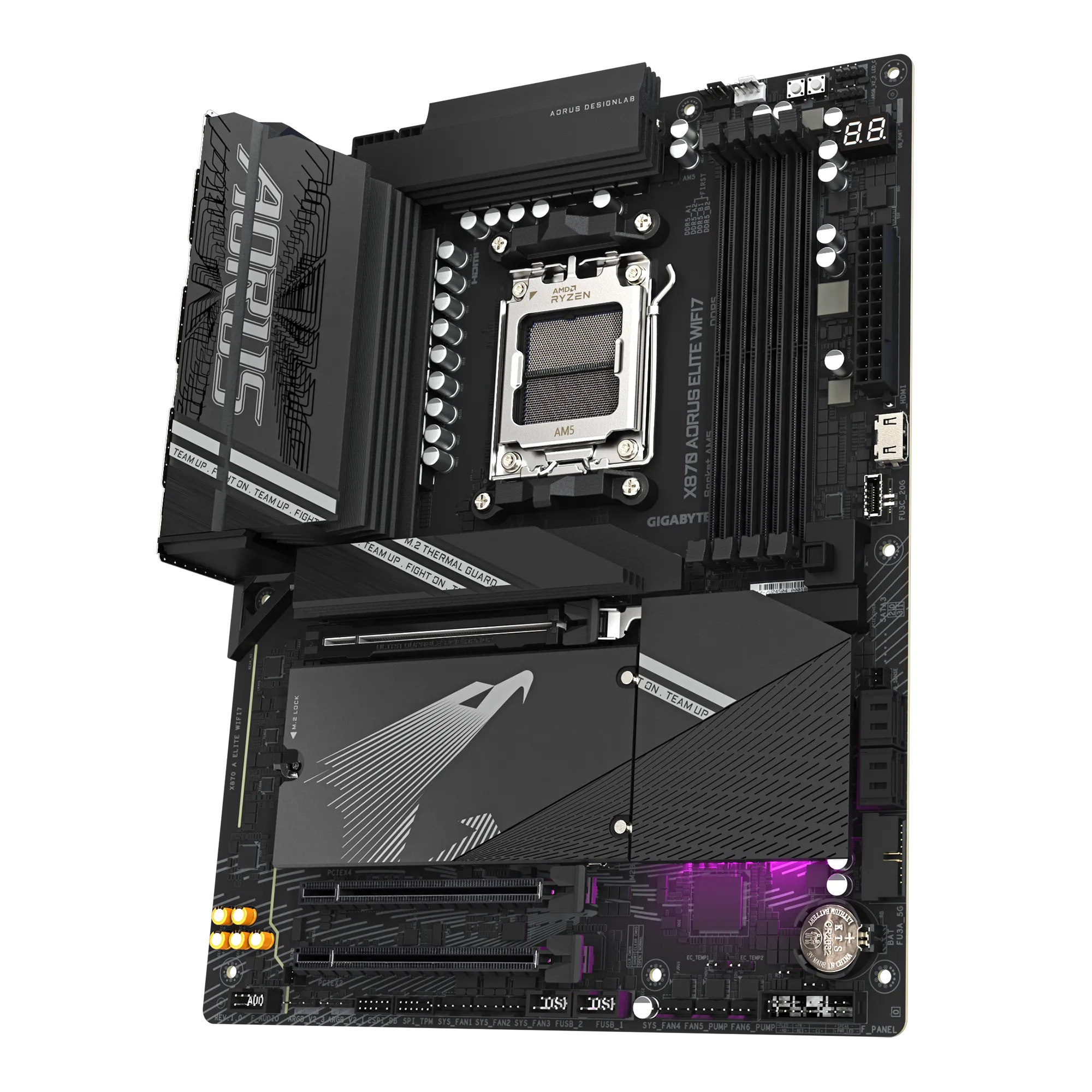Placa Madre Gigabyte X870 AORUS ELITE WiFi 7 – AM5 ATX con DDR5 hasta 8200 MHz, PCIe 5.0, USB4 (2× Type-C con DP), NVMe RAID 5 y Wi-Fi 7. vista 5