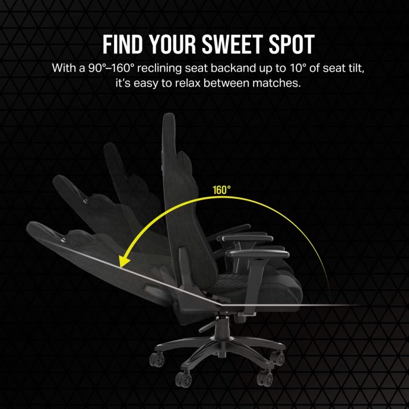 Silla Gamer Corsair TC100 RELAXED Tela Negra vista 5