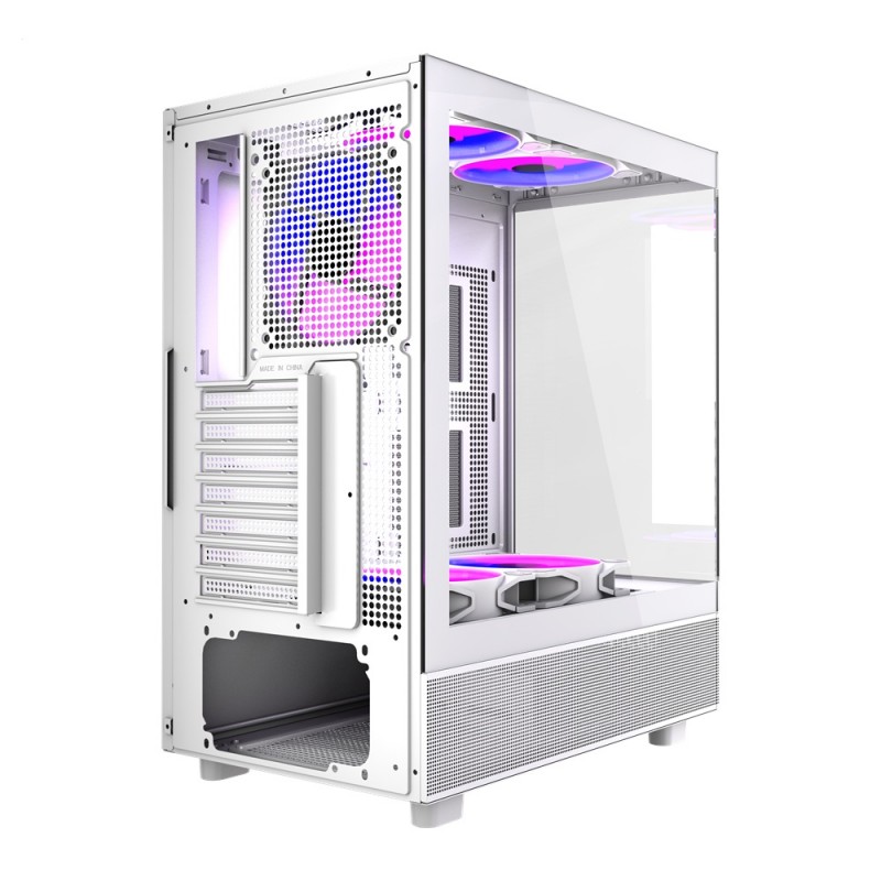 Gabinete Airflow Hurricane Mini White ATX con 5 Ventiladores Auto RGB vista 2