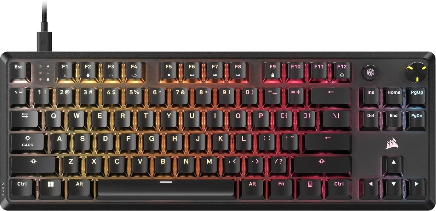 Teclado Mecánico Gamer Corsair K70 CORE TKL RGB — MLX Red v2, Tenkeyless, Negro vista 1