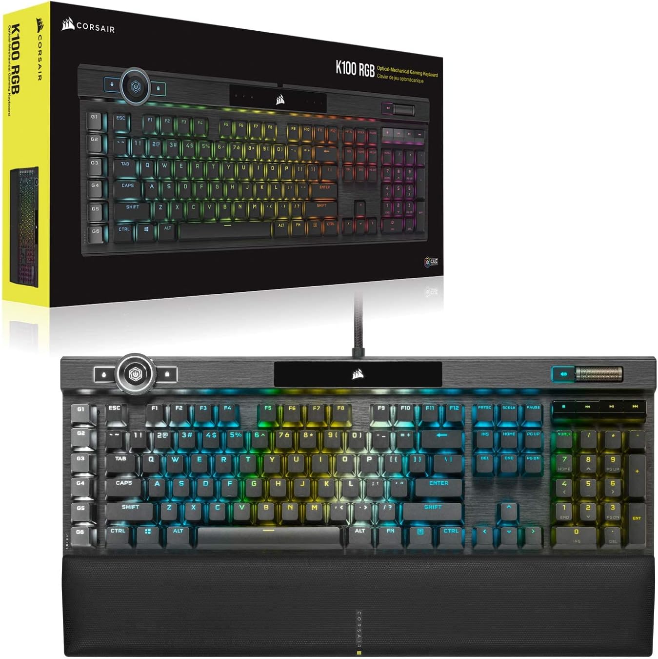 Teclado Gamer Corsair K100 RGB — OPX Optical-Mechanical, 8000Hz, Macro Keys, Negro vista 5