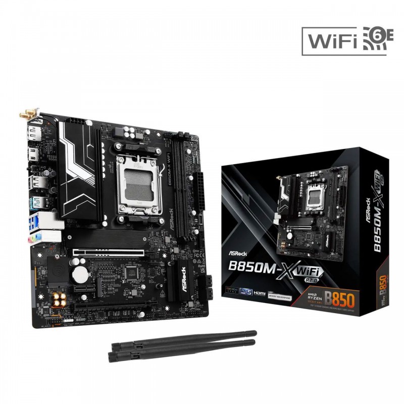 Placa Madre ASRock B850M-X WiFi AM5 DDR5 PCIe 5.0 Micro ATX vista 1