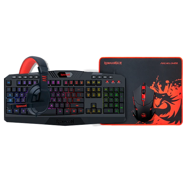 Kit Gamer 4 en 1 Redragon S101-BA - Mouse + Teclado + Audifonos + Mousepad - Vista 2