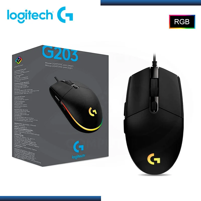 Mouse Logitech G203 LIGHTSYNC RGB 8000 DPI Black (PN: 910-005790)