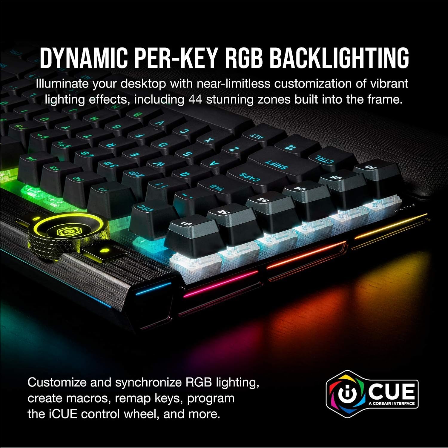 Teclado Gamer Corsair K100 RGB — OPX Optical-Mechanical, 8000Hz, Macro Keys, Negro vista 2