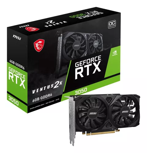 Tarjeta de Video GeForce RTX 3050 MSI Ventus 2X 6GB OC GDDR6 (912-V812-016)