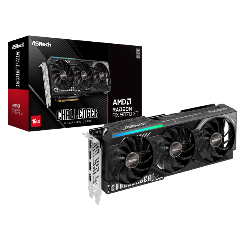 Tarjeta de Video ASRock RX 9070 XT Challenger 16GB GDDR6 PCIe 5.0 Triple Fan 256-bit