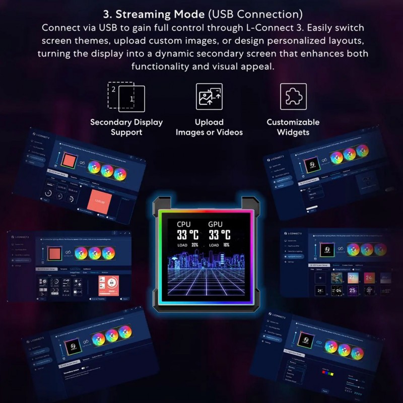 Refrigeración Líquida Lian Li Hydroshift II LCD-S 360TL Blanco vista 4