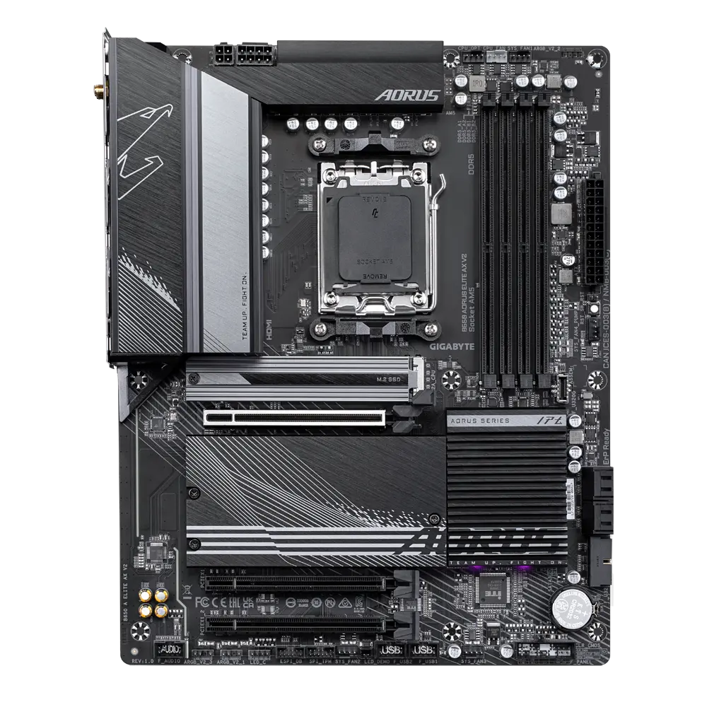 Placa Madre GIGABYTE B650 AORUS ELITE AX V2 – ATX, DDR5, PCIe 5.0, Wi-Fi 6E vista 2