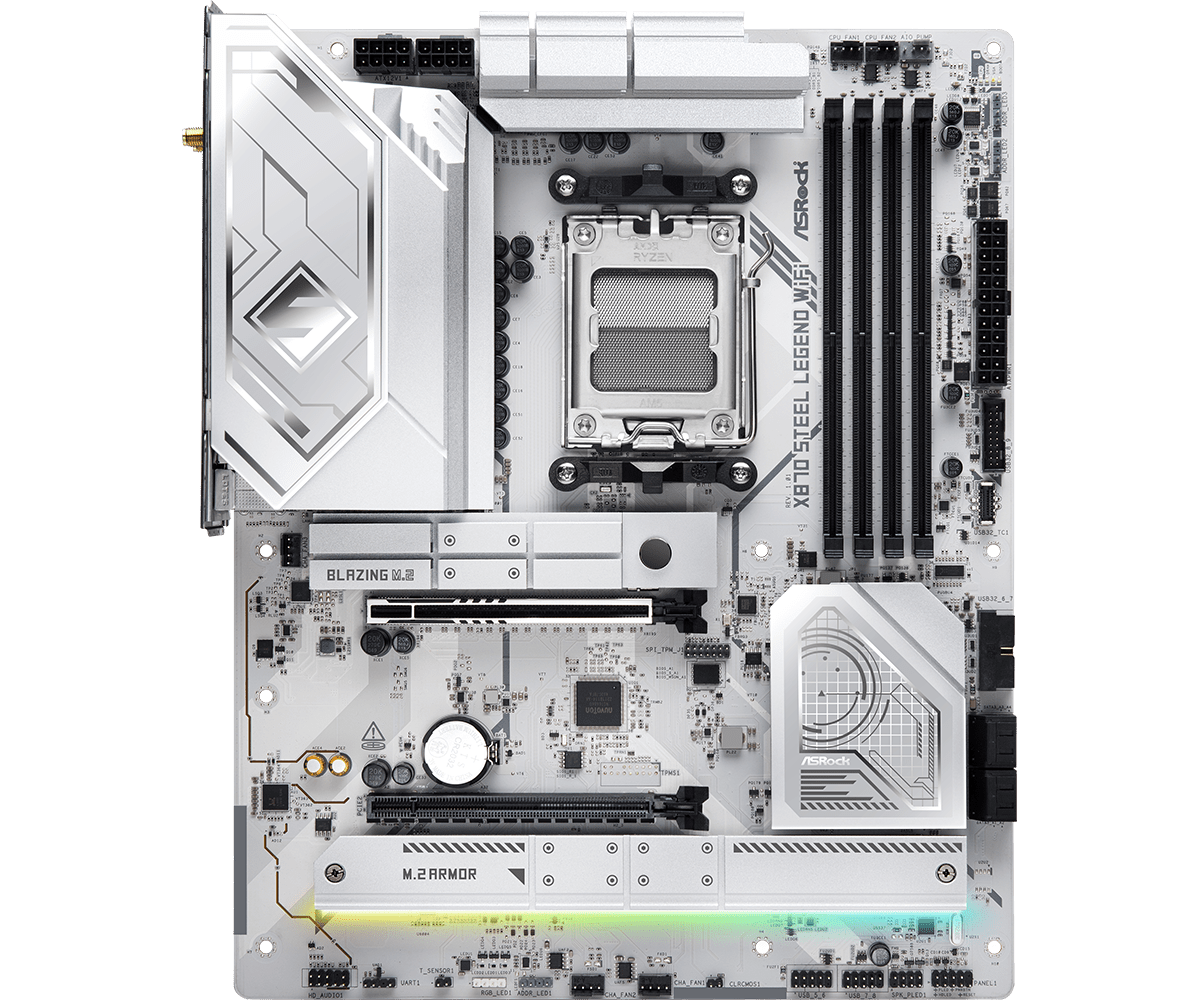 Placa Madre ASRock X870 Steel Legend Wifi– ATX DDR5, PCIe 5.0, Wi-Fi 7, USB4, AM5 - Vista 3