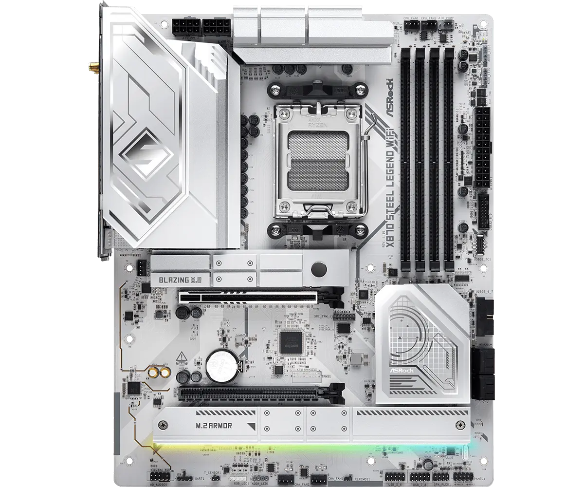 Placa Madre ASRock X870 Steel Legend Wifi– ATX DDR5, PCIe 5.0, Wi-Fi 7, USB4, AM5 vista 3