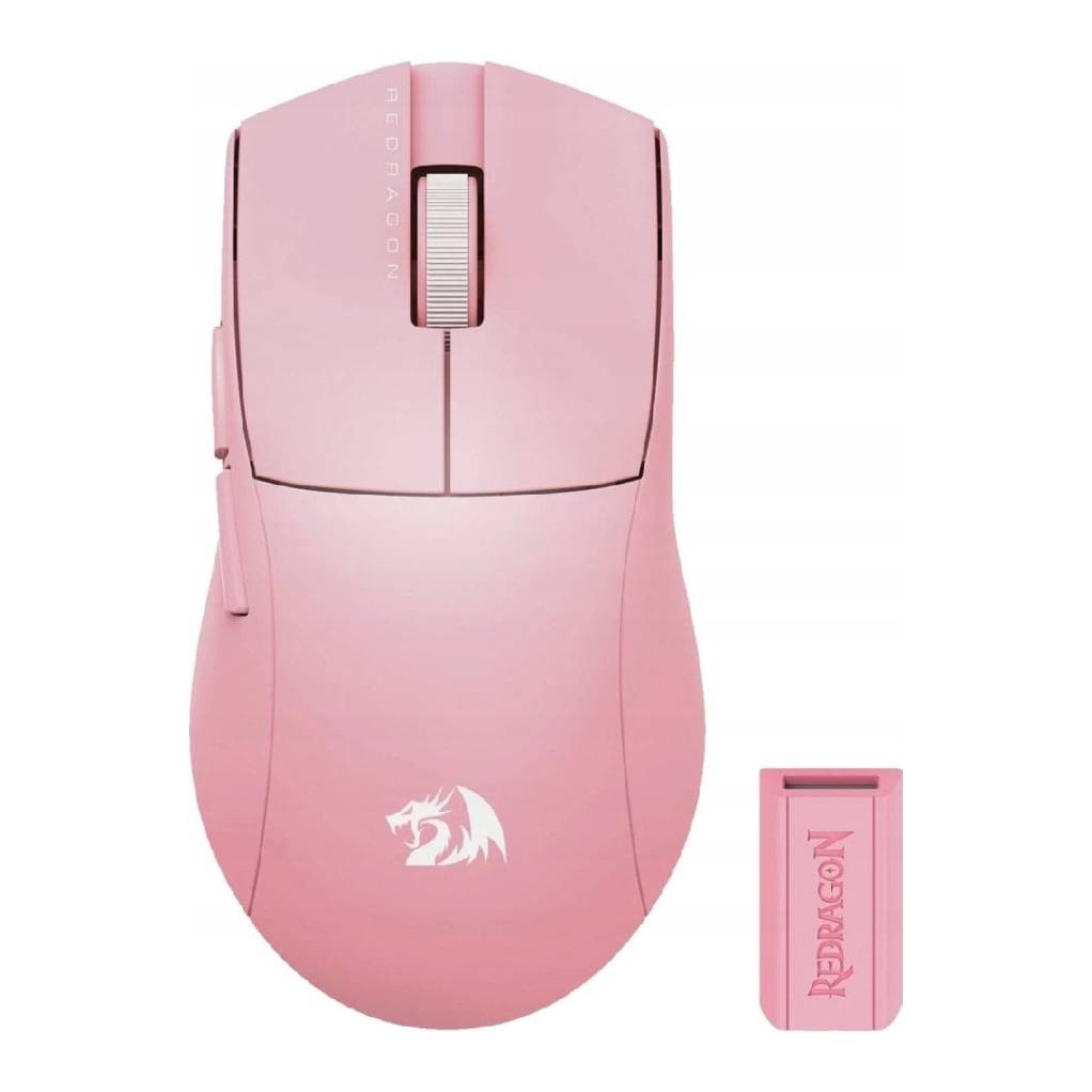 Mouse Gamer Wireless Redragon K1ng Pro M916 4K – Ultra Ligero 49g, RGB, 10.000 DPI, Recargable – Rosado
