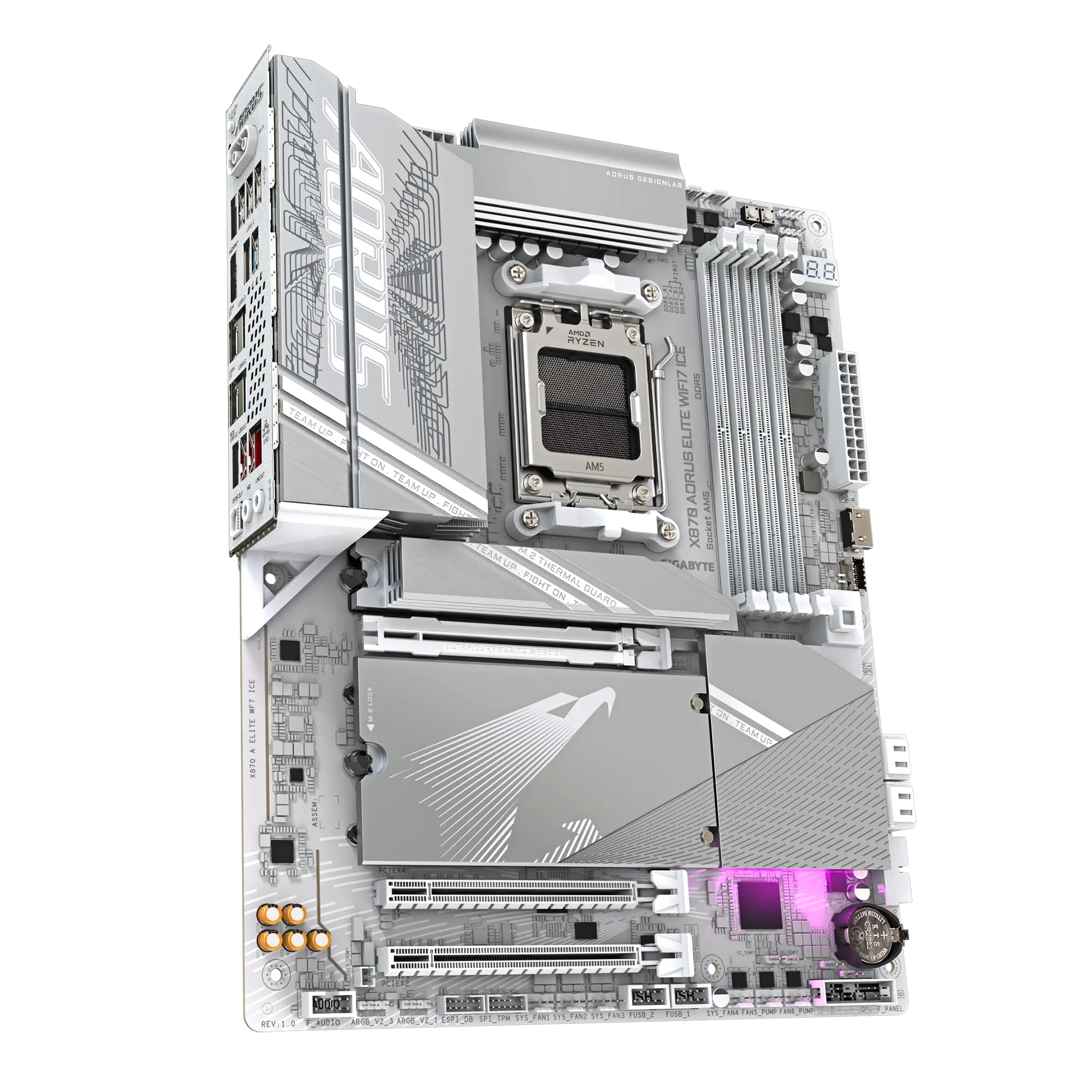 Placa madre Gigabyte X870 AORUS ELITE WIFI7 ICE vista 3