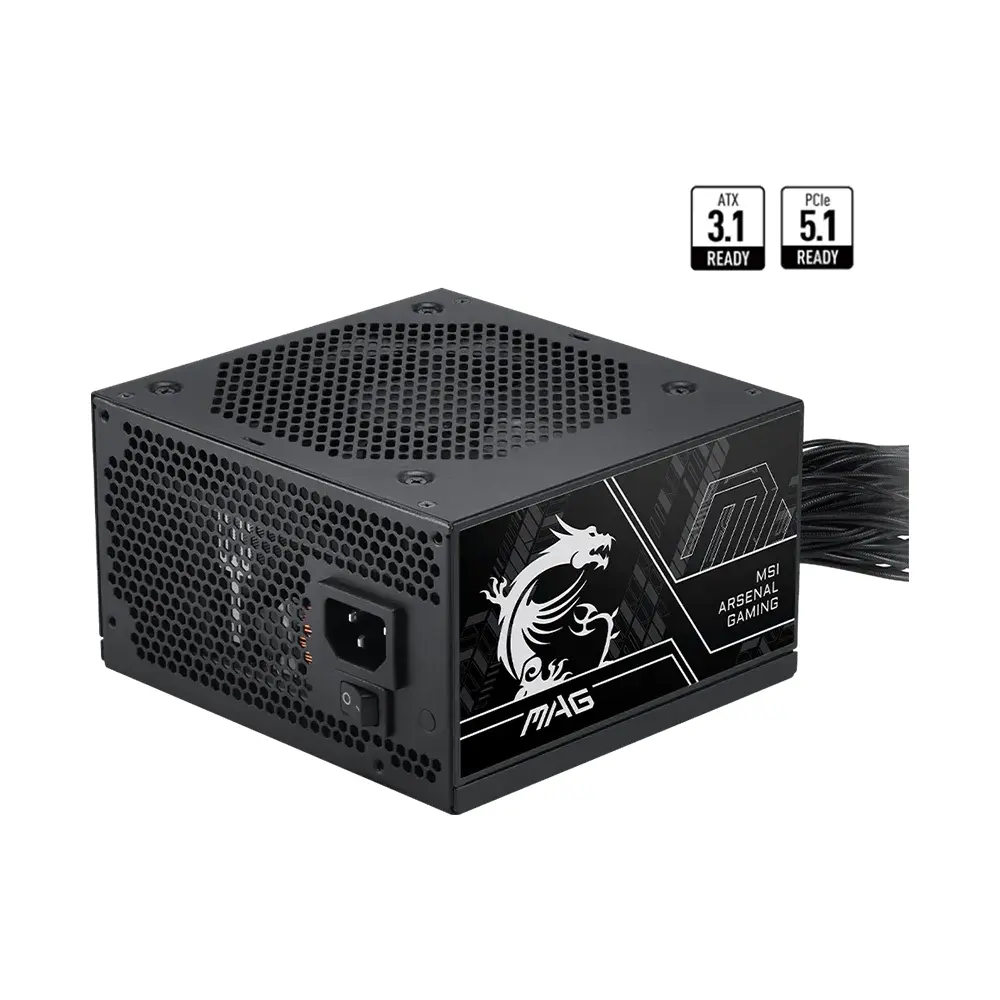 Fuente de Poder MSI A650BN PCIE5 III 650W 80 Plus Bronze ATX No Modular vista 2