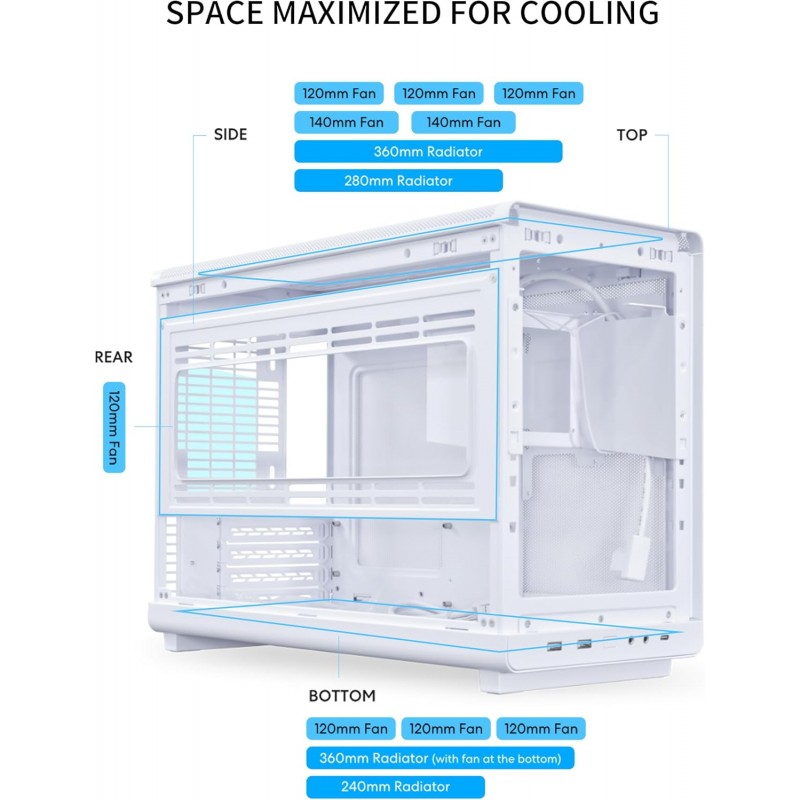 Gabinete Lian Li A3 Glass Wood Micro-ATX Blanco vista 3