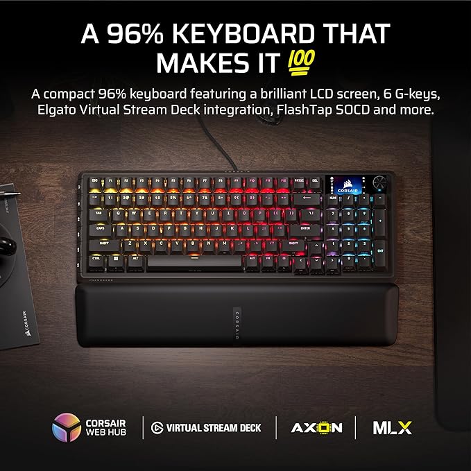 Teclado VANGUARD 96 Mechanical Gaming Keyboard, CORSAIR MLX Plasma vista 3