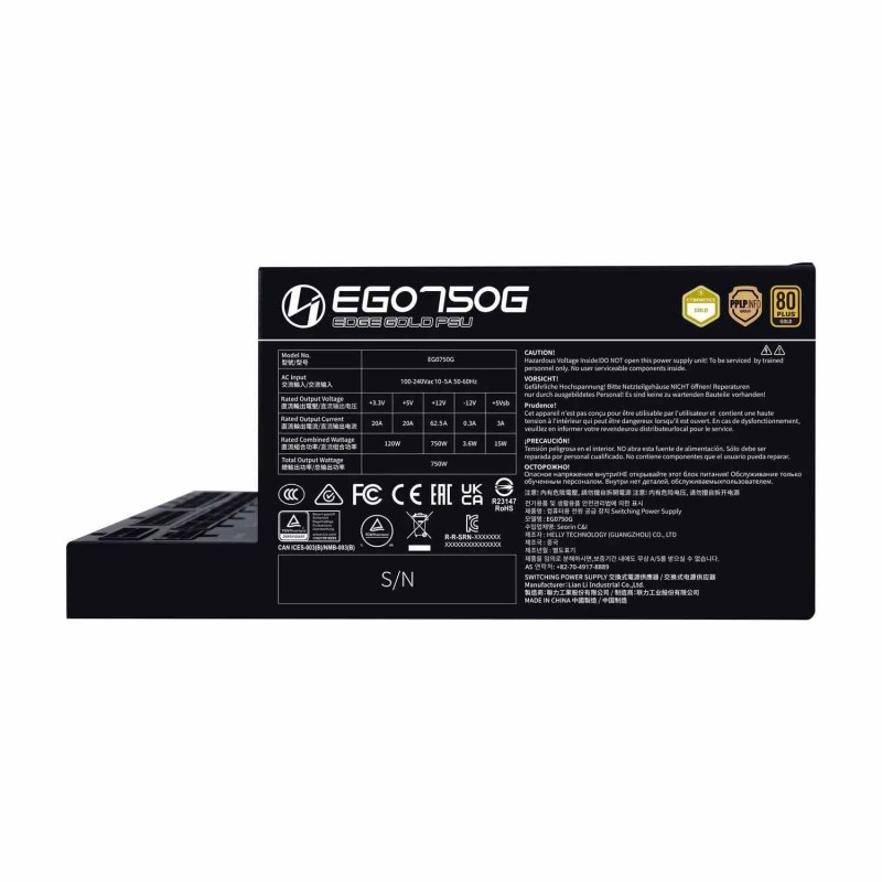 Fuente de Poder Lian Li EDGE Gold 750W Modular ATX 3.1 80+ Gold vista 3