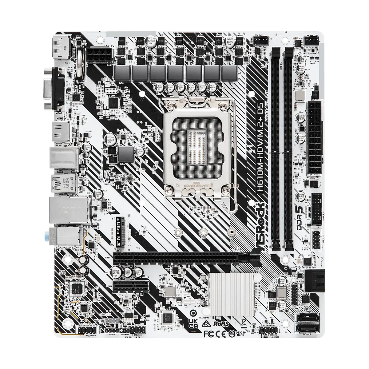 Placa Madre ASRock H610M-HDV/M.2+ D5 LGA 1700 DDR5 M.2 m-ATX vista 2