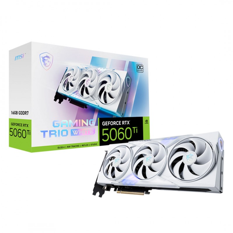 Tarjeta de video MSI GeForce RTX™ 5060 Ti 16G GAMING TRIO OC Blanco – 16GB GDDR7