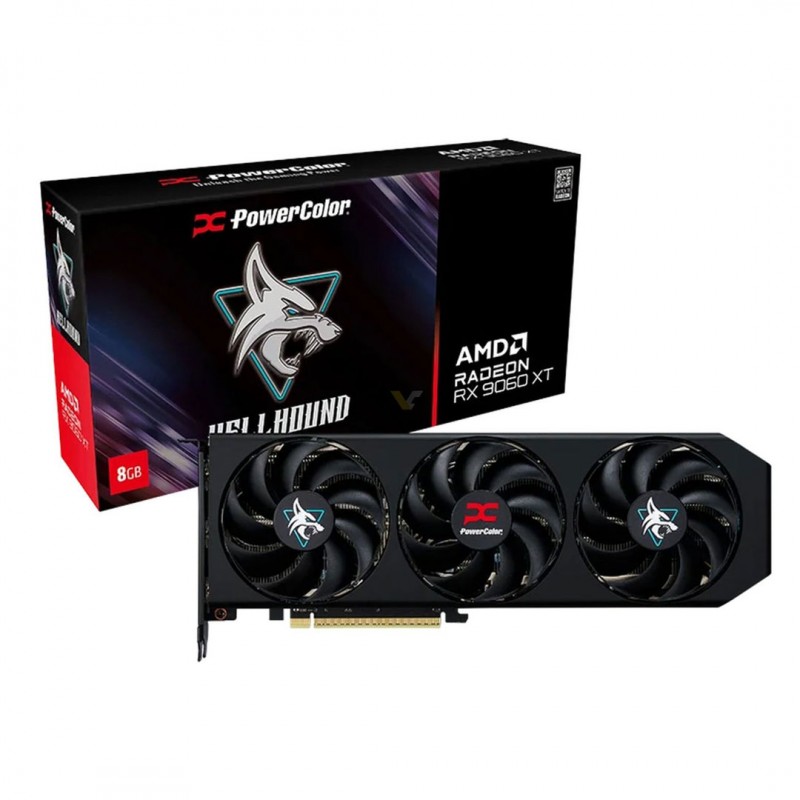PowerColor RX 9060 XT 8GB Hellhound GDDR6 Triple Fan AMD Radeon RX9060XT 8G-L/OC vista 1