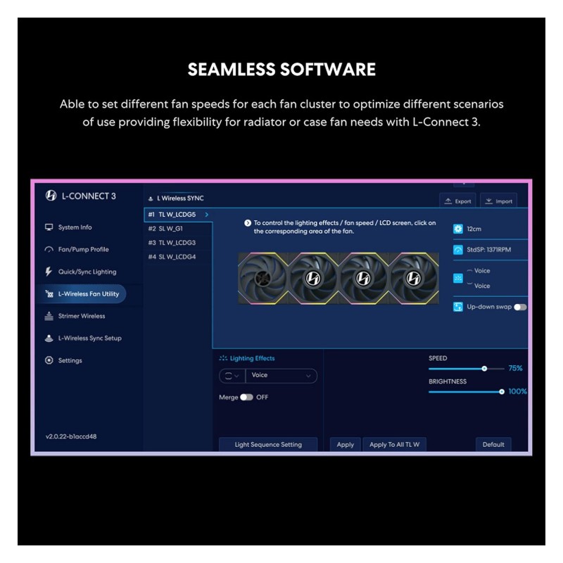 Lian Li 140mm UNI Fan TL WIRELESS ARGB Inalámbrico Blanco vista 3