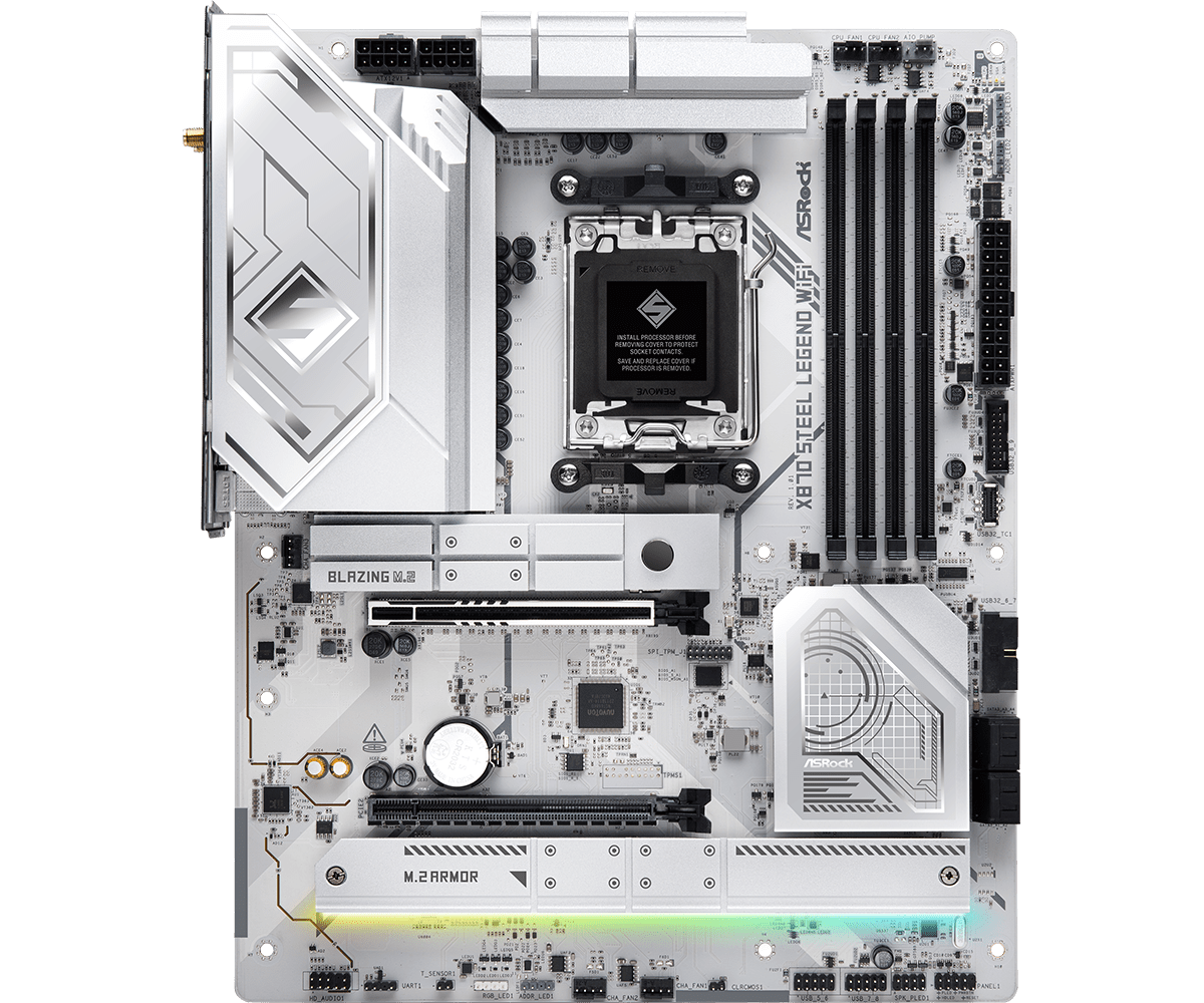 Placa Madre ASRock X870 Steel Legend Wifi– ATX DDR5, PCIe 5.0, Wi-Fi 7, USB4, AM5 - Vista 2