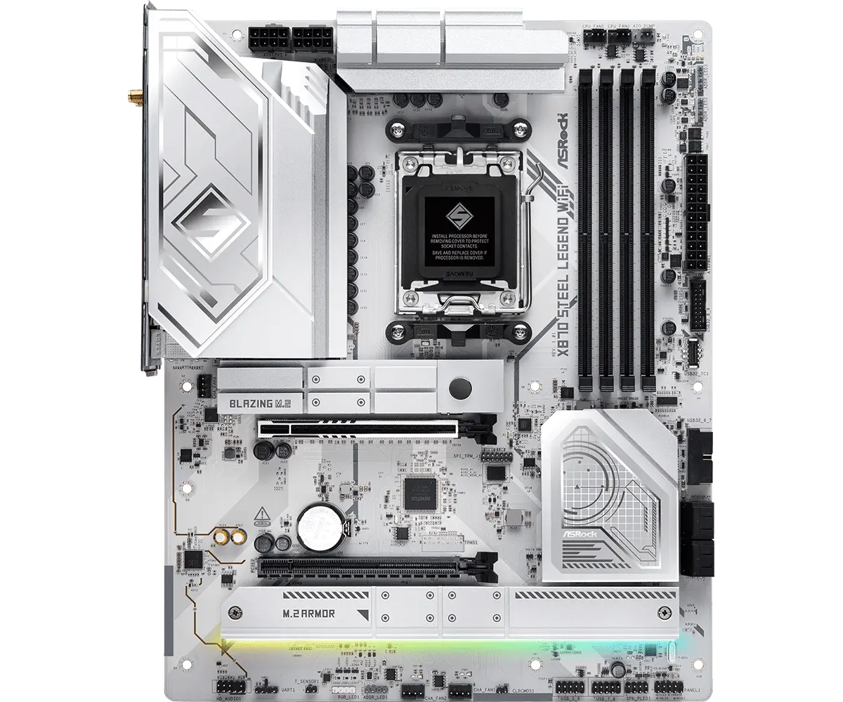 Placa Madre ASRock X870 Steel Legend Wifi– ATX DDR5, PCIe 5.0, Wi-Fi 7, USB4, AM5 vista 2