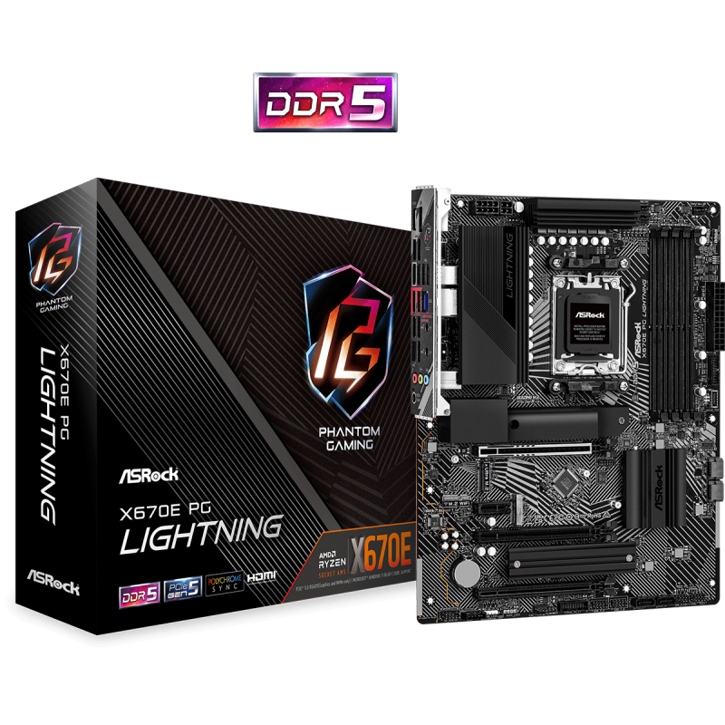 Placa Madre ASRock X670E PG Lightning AM5 DDR5 PCIe 5.0 vista 1