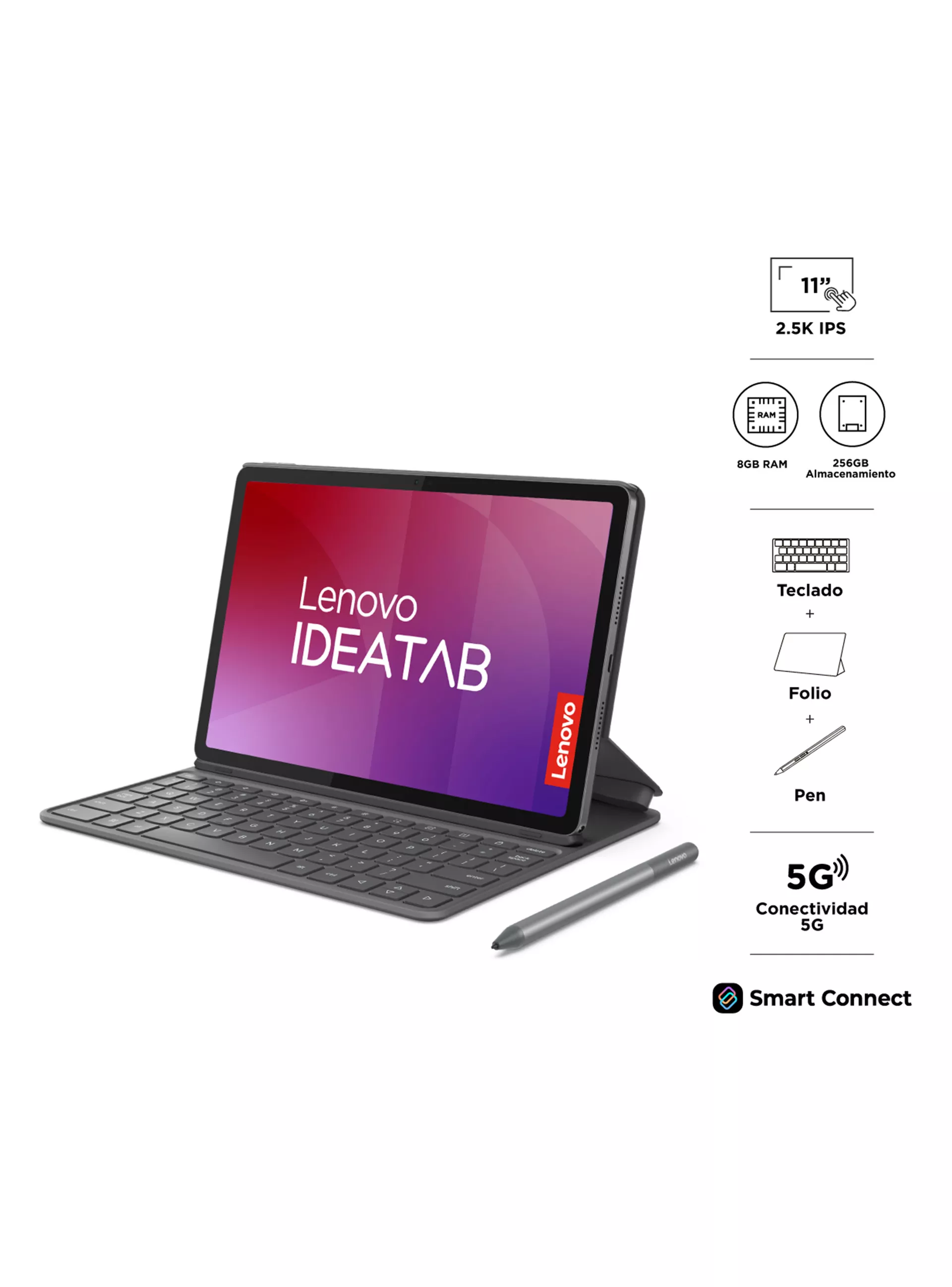 Tablet Lenovo IdeaTab 11" 5G 8GB 256GB con Teclado + Pen + Funda vista 4