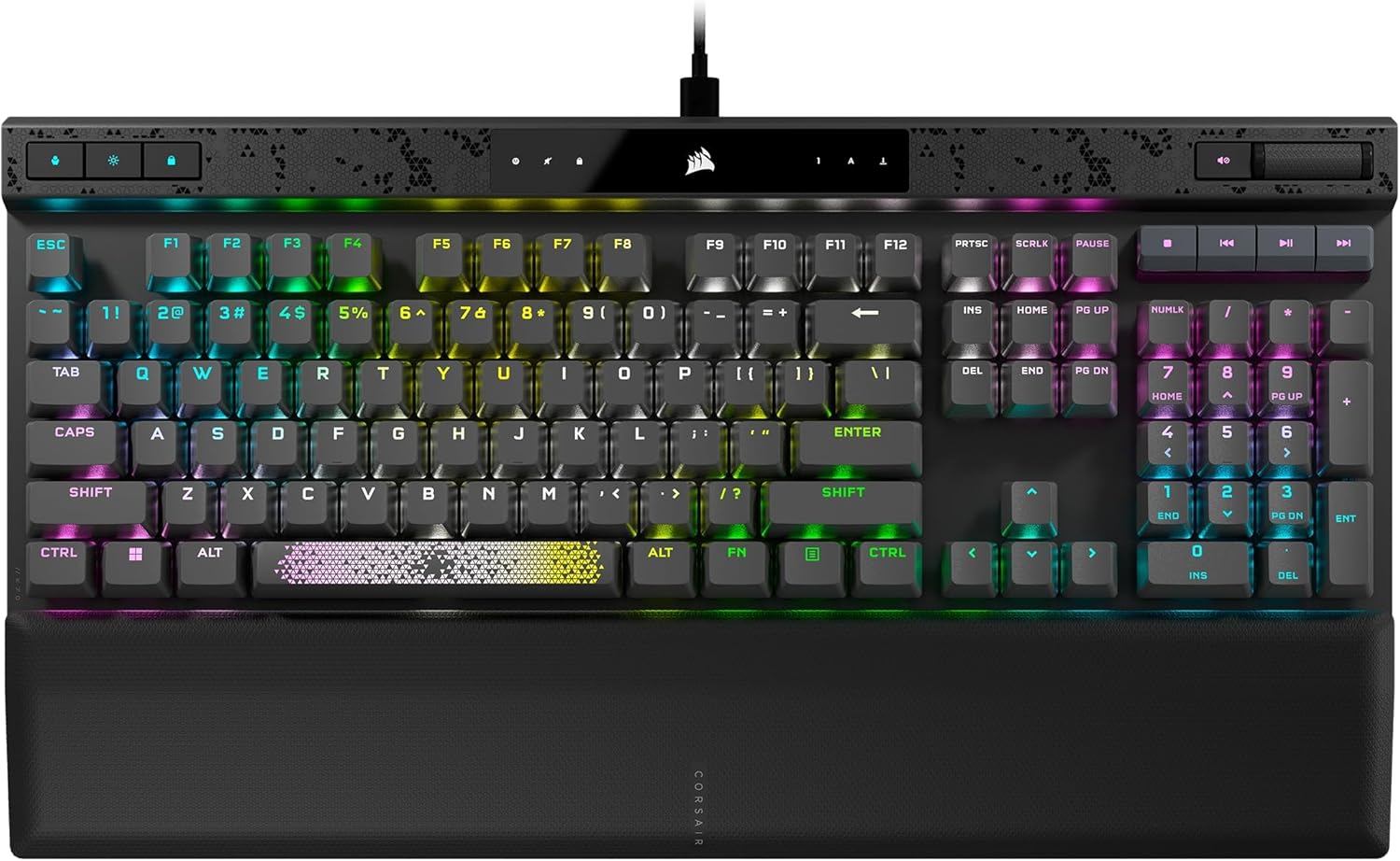 Teclado Gamer Corsair K70 MAX RGB — Interruptores MGX Magnéticos Ajustables, 8000Hz, Gris Acero