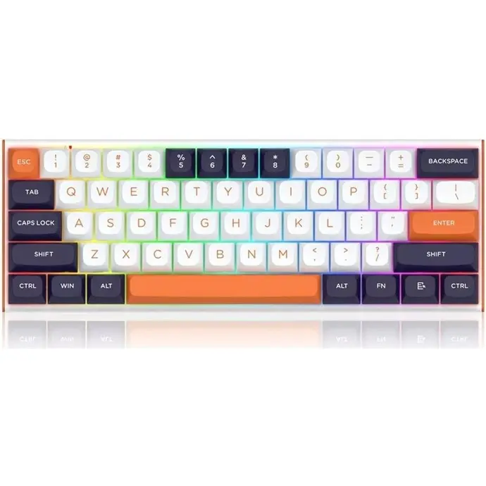 Teclado Gamer Redragon FIDD K683WBO-RGB-M – Mecánico 60%, Switch Magnético Pink, 8000Hz, RGB, USB-C, Inglés – Blanco/Negro