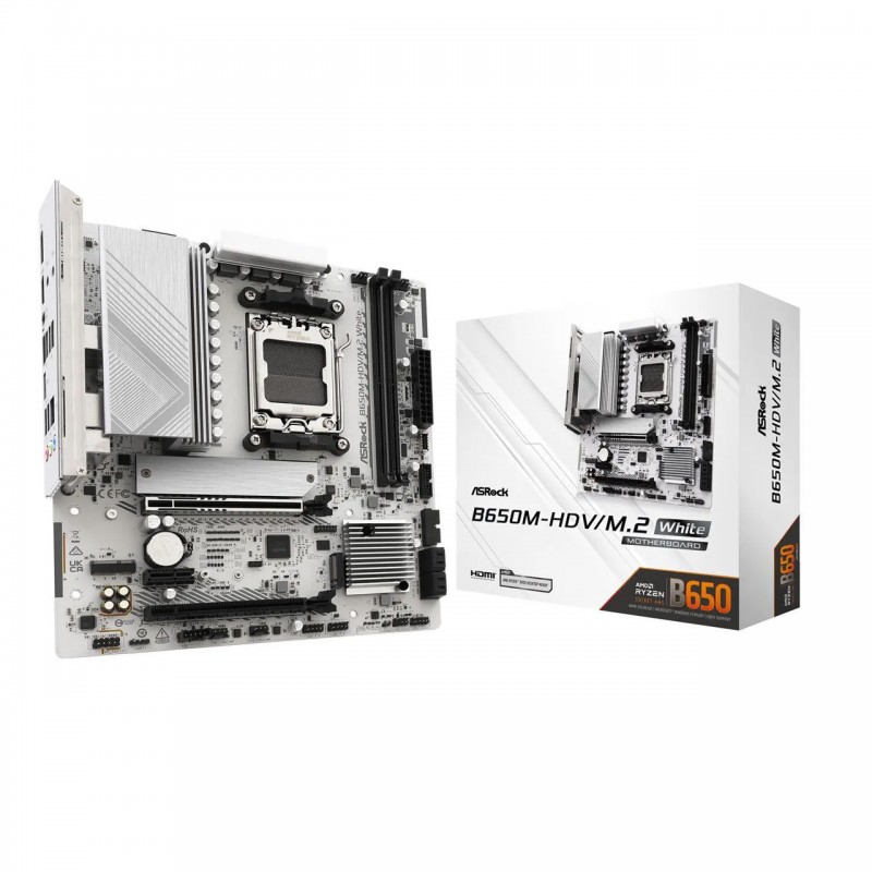 Placa Madre ASRock B650M-HDV/M.2 White AM5 DDR5 PCIe 5.0 Micro ATX vista 1