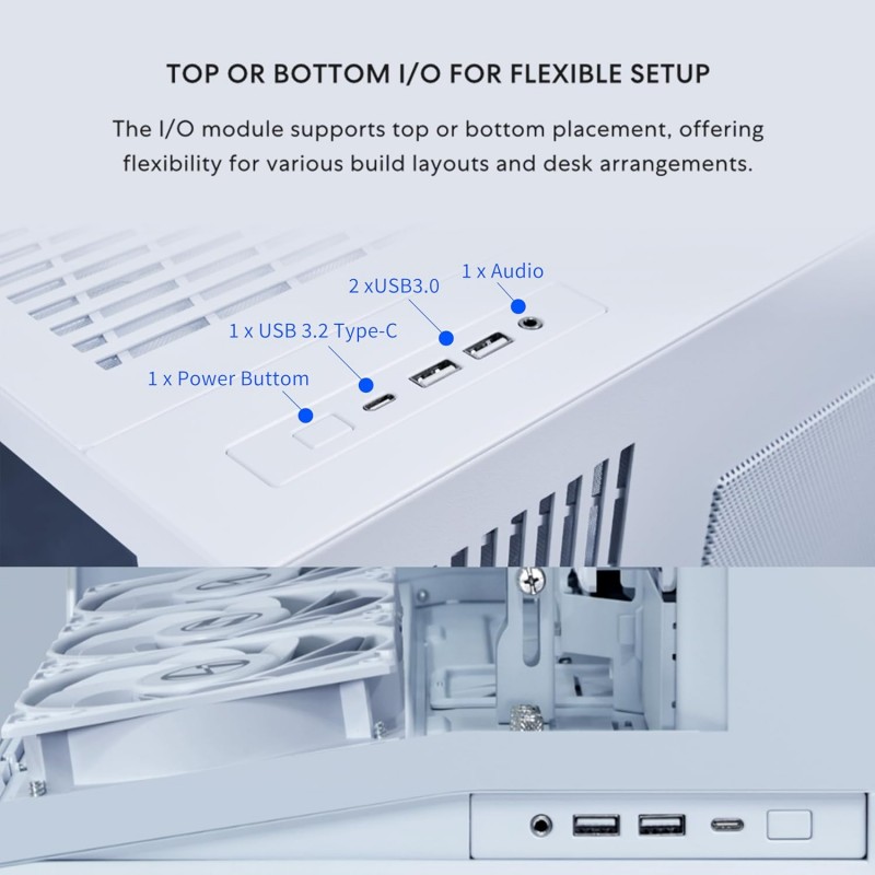 Gabinete Lian Li O11D Mini V2 Flow ATX Blanco con 5 Ventiladores vista 5